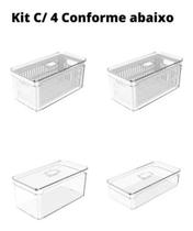 Kit 4 Caixa Organizadora Geladeira Frutas Verduras Legumes Kit 4 Caixa Organizadora Geladeira Frutas Verduras Legumes