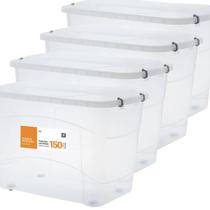 Kit 4 Caixa Organizadora Gigante Container Com Roda 150l
