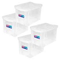 Kit 4 Caixa Organizadora Grande com Trava Cristal 30 Litros