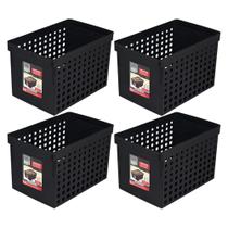 Kit 4 Caixa Organizadora Larga Pastas Fichário Escritório