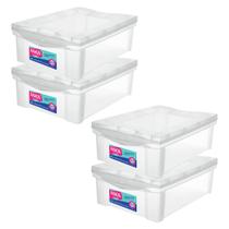 Kit 4 Caixa Organizadora Média 13,5 L Cristal Com Trava Kit 4 Caixa Organizadora Média 13,5 L Cristal Com Trava