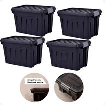Kit 4 Caixa Organizadora Multiuso 20L Empilhável Com Trava Kit 4 Caixa Organizadora Multiuso 20L Empilhável Com Trava