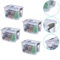 Kit 4 Caixa Organizadora Multiuso Alto 20 Lts Transparente