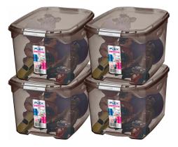 Kit 4 Caixa Organizadora Multiuso Sanremo 29 Litros Preta Fumê