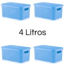 Kit 4 Caixa Organizadora Rattan 4 Litros com Tampa Plástica Cesto Organizador 4L Várias Cores Kit 4 Caixa Organizadora Rattan 4 Litros com Tampa Plástica Cesto Organizador 4L Várias Cores