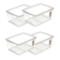 Kit 4 Caixa Organizadora Sem Trava 30 Litros Cristal Ordene