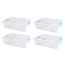 Kit 4 Caixa Organizadora Transparente Multiuso 10 Litros C/ Tampa Empilhavel Kit 4 Caixa Organizadora Transparente Multiuso 10 Litros C/ Tampa Empilhavel