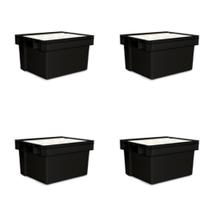 Kit 4 Caixa Plástica Com Tampa Organizadora Multi Uso 20 Litros Pratic Box 20L Reforçada Empilhável Com Alça Kit 4 Caixa Plástica Com Tampa Organizadora Multi Uso 20 Litros Pratic Box 20L Reforçada Empilhável Com Alça