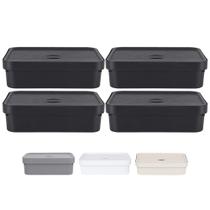 Kit 4 Caixa Plastica Grande Baixa Multiuso 16l Organizadora Ou Kit 4 Caixa Plastica Grande Baixa Multiuso 16l Organizadora Ou