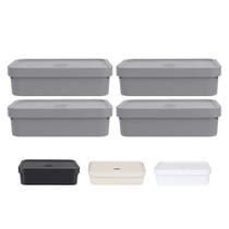 Kit 4 Caixa Plastica Grande Baixa Multiuso 16l Organizadora Ou