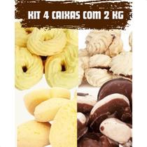 Kit 4 Caixas de 2 kg dos biscoitos Juju I Rosca de Nata I Nata Recheada I Coração de Leite Ninho