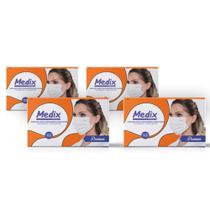 Kit 4 Caixas de Máscara Tripla Descartável Com Filtro (BFE 95%) Branca - 200 un.