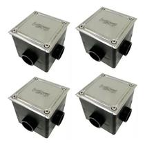 Kit 4 Caixas de Passagem Sodramar Quadradas com Tampa Inox para Piscina