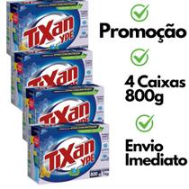 Kit 4 Caixas De Sabão Em Pó Tixan Ypê 800 Gramas Lava Roupas