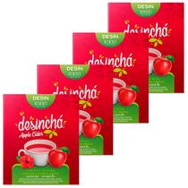 Kit 4 Caixas Desinchá Apple Cider Hibisco Original Suplemento Alimentar Natural Ácido Acético 120 Sachês