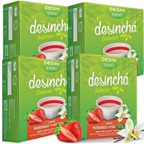 Kit 4 Caixas Desinchá Morango com Baunilha Suplemento Alimentar Natural 10 Sachês 1,5g Original Kit 4 Caixas Desinchá Morango com Baunilha Suplemento Alimentar Natural 10 Sachês 1,5g Original