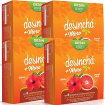 Kit 4 Caixas Desinchá Moro Sabor Laranja e Hibisco Desin Chá 120 Sachês 4,5g Suplemento Alimentar Natural Original