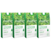 Kit 4 Caixas Folhas Prontas Cera Depilatória Depilação Corporal Depilflax Hortelã Kit 4 Caixas Folhas Prontas Cera Depilatória Depilação Corporal Depilflax Hortelã