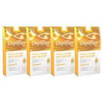 Kit 4 Caixas Folhas Prontas Cera Depilatória Depilação Corporal Depilflax Natural