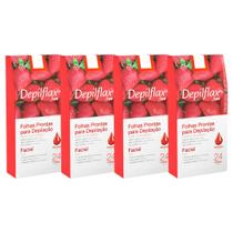 Kit 4 Caixas Folhas Prontas Cera Depilatória Depilação Facial Depilflax Morango Kit 4 Caixas Folhas Prontas Cera Depilatória Depilação Facial Depilflax Morango