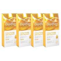 Kit 4 Caixas Folhas Prontas Cera Depilatória Depilação Facial Depilflax Natural
