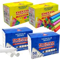 Kit 4 Caixas Giz Escolar Parede Lousa Arte Quadro Negro Orig