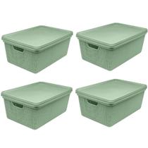 Kit 4 Caixas Juta Decorativo Multiuso 5L Verde 3260-JAGUAR