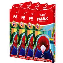 kit 4 Caixas Lápis De Cor Sextavado 12 Cores Pintura - Famix kit 4 Caixas Lápis De Cor Sextavado 12 Cores Pintura - Famix