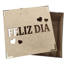 Kit 4 Caixas MDF com Tampa Vazada "Feliz Dia"