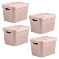 Kit 4 Caixas Organizadora 18L OU 24,5x27x36cm Cube Rosa Kit 4 Caixas Organizadora 18L OU 24,5x27x36cm Cube Rosa