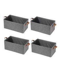 Kit 4 Caixas Organizadora Dobrável 47x28x20cm Multiuso Cinza Para Roupas E Brinquedos