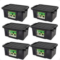 Kit 4 Caixas Organizadora Multiuso Preta 25L Empilhável