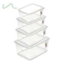 Kit 4 Caixas Organizadora Ordene 7,5 15, 30 e 60 Lt C/ Tampa