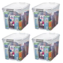 Kit 4 Caixas Organizadora Plástica Transparente 36L Sanremo