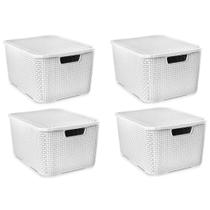 Kit 4 Caixas Organizadora Rattan 7 Litros Branca - Cesto Arqplast