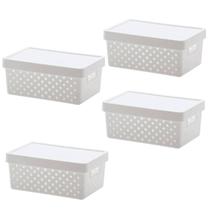 Kit 4 Caixas Organizadora Tampa 29x19x12Cm Quadratta Branca