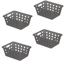 Kit 4 Caixas Organizadoras 1,3 L Cesto Multiuso Preto Kit 4 Caixas Organizadoras 1,3 L Cesto Multiuso Preto