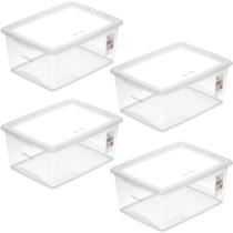 Kit 4 Caixas Organizadoras 15L de Plástico com Tampa My Clos Kit 4 Caixas Organizadoras 15L de Plástico com Tampa My Clos
