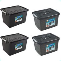 Kit 4 Caixas Organizadoras 56 E 30 Litros Com Tampa E Trava Kit 4 Caixas Organizadoras 56 E 30 Litros Com Tampa E Trava