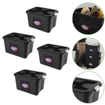 Kit 4 Caixas Organizadoras 56 Litros Com Trava Preta Uninjet Kit 4 Caixas Organizadoras 56 Litros Com Trava Preta Uninjet