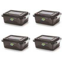 Kit 4 Caixas Organizadoras Black 17 L C/ Tampa e Travas Kit 4 Caixas Organizadoras Black 17 L C/ Tampa e Travas