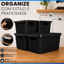 Kit 4 Caixas Organizadoras Com Tampa 6l 2l Cesto Multiuso Kit 4 Caixas Organizadoras Com Tampa 6l 2l Cesto Multiuso