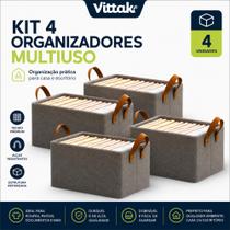 Kit 4 Caixas Organizadoras Dobrável Multiuso Para Roupas, Objetos, Brinquedos, Armários Vittak Kit 4 Caixas Organizadoras Dobrável Multiuso Para Roupas, Objetos, Brinquedos, Armários Vittak