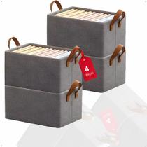 Kit 4 Caixas Organizadoras Dobrável Para Roupas, Objetos, Brinquedos em Tecido, Cestos, Armários, Multiuso
