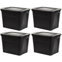 Kit 4 Caixas Organizadoras Ecobox 80L Preta Super Resistente Com Tampa Garden Life