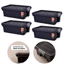 Kit 4 Caixas Organizadoras Grande 11 Litros C/ Tampa e Rodas