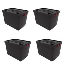 Kit 4 Caixas Organizadoras HeavyBox Plásticas com Rodas Tampas Travas 95L Preto Oferta Kit 4 Caixas Organizadoras HeavyBox Plásticas com Rodas Tampas Travas 95L Preto Oferta