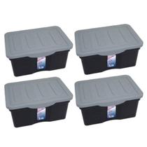 Kit 4 Caixas Organizadoras Multiuso C/ Tampa 5 L Preta Kit 4 Caixas Organizadoras Multiuso C/ Tampa 5 L Preta