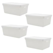 Kit 4 Caixas Organizadoras Multiuso Decorativa 15L Branca