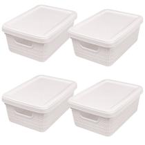 Kit 4 Caixas Organizadoras Multiuso Decorativa 5 L Branco Kit 4 Caixas Organizadoras Multiuso Decorativa 5 L Branco